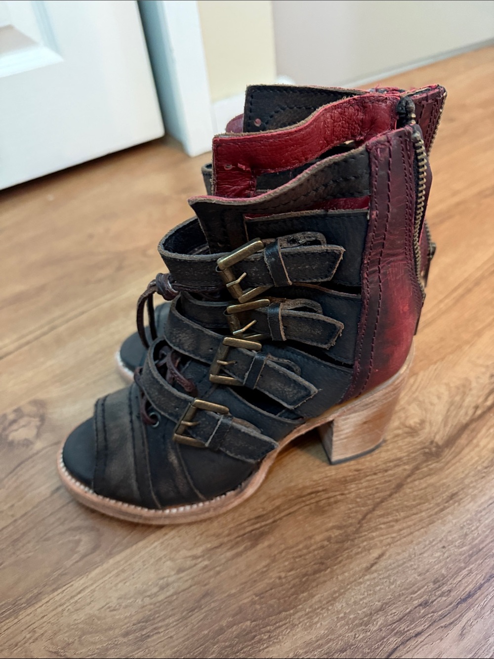 Freebird by Steven Brown and Red Open-Toe Lace-Up Heeled Boots - Picture 5 of 5